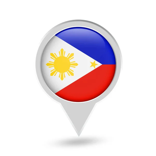 Vlag van de Filipijnen ronde Pin pictogram — Stockvector