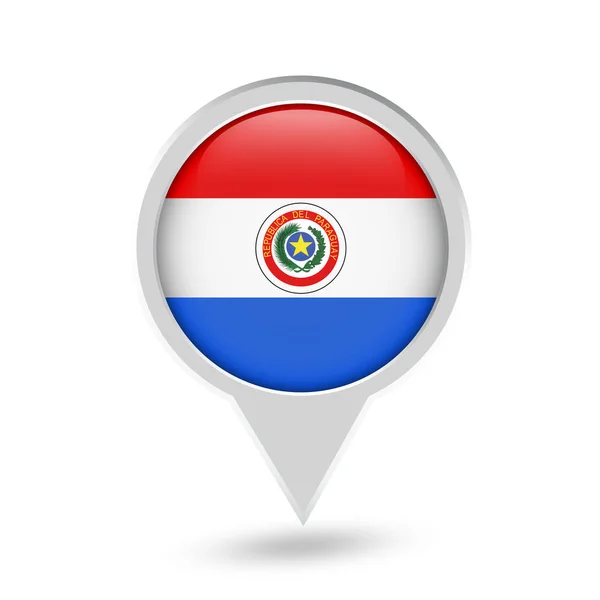 Paraguay flagga runda PIN-ikonen — Stock vektor