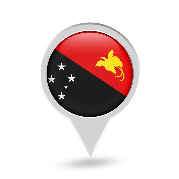 Pin redondo de la bandera de Papúa Nueva Guinea — Vector de stock