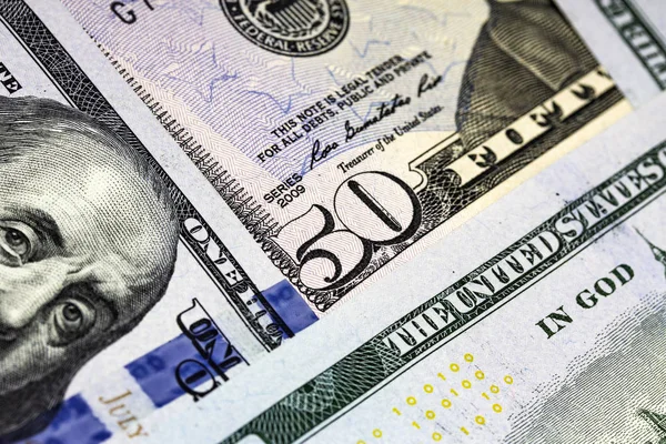 Detail view of 50 dollars bill — ストック写真