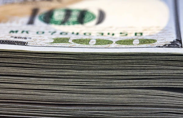 Stack Of Us Dollar Banknotes macro close up — Stok Foto