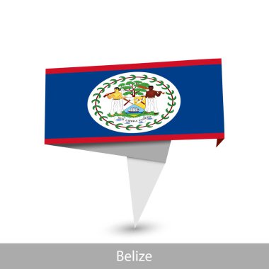 Belize Bayrağı. Katlanmış kurdele bayrağı. Düz bayrak vektör illüstrasyonu.