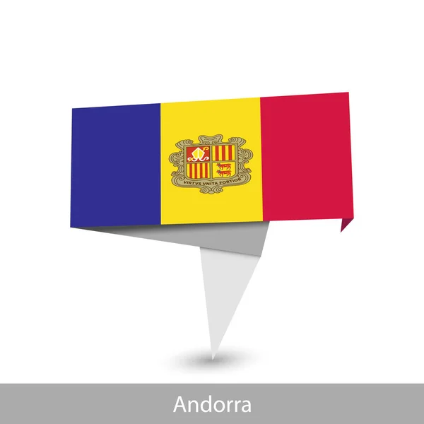 Andorra Bandera del país. Bandera de cinta plegada — Vector de stock