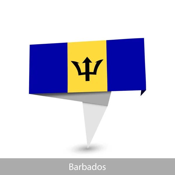 Barbados Bayrağı. Katlanmış kurdele bayrağı — Stok Vektör