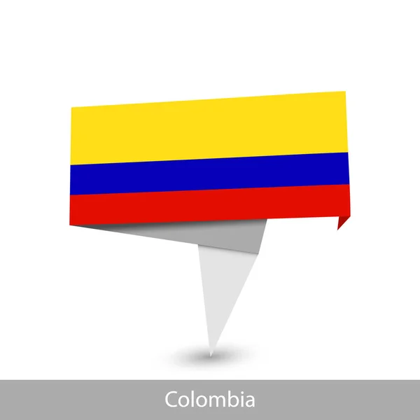 Colombia Country flag. Folded ribbon banner flag — 스톡 벡터