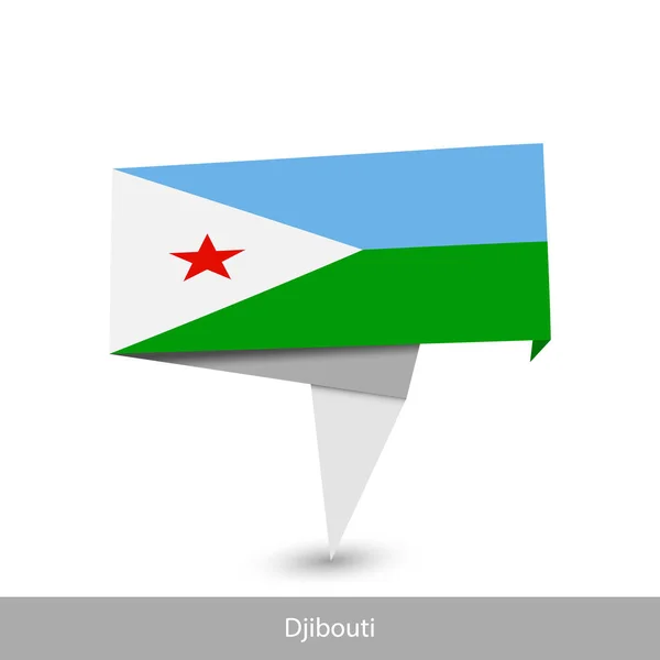 Djibouti Country flag. Folded ribbon banner flag — 스톡 벡터