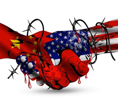 Usa-Çin Çatışması Yaratıcı Çizimler ve kurşun delikleri