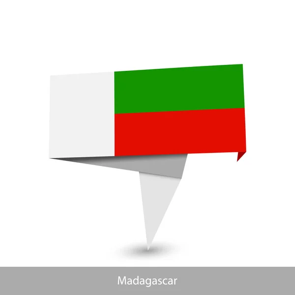 Bandera de Madagascar. Bandera de cinta plegada — Vector de stock