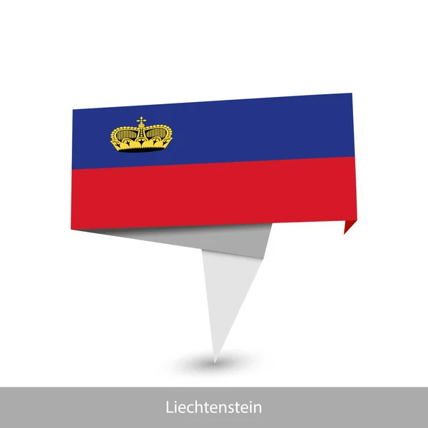 Liechtenstein Country flag. Folded ribbon banner flag — 스톡 벡터