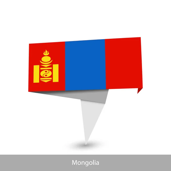 Mongolia Country flag. Folded ribbon banner flag — Stock vektor