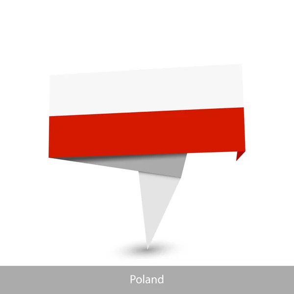 Poland Country flag. Folded ribbon banner flag — Stock Vector