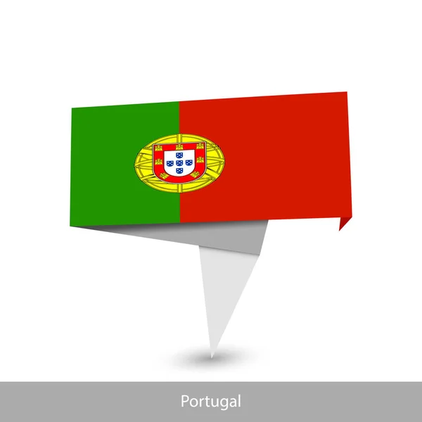 Portugal Country flag. Folded ribbon banner flag — 스톡 벡터