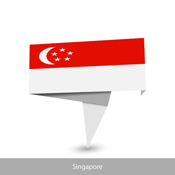 Bendera Negara Singapura. Paper origami banner - Stok Vektor