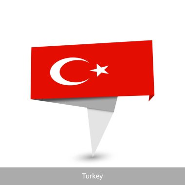 Turkey Country flag. Paper origami banner
