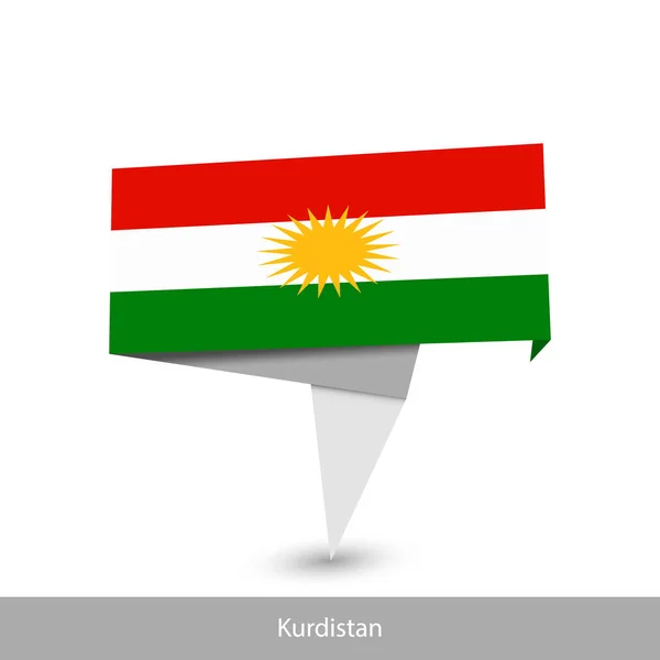 Flaga Kurdystanu. Papierowy baner origami — Wektor stockowy
