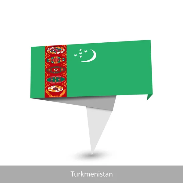 Turkmenistan Country flag. Paper origami banner — Stock Vector
