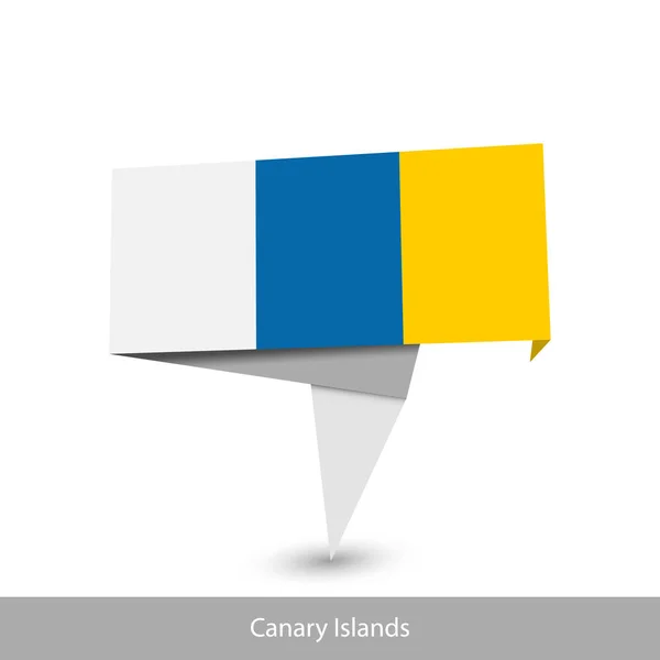 Bandera de Canarias (España). Banner de origami de papel — Vector de stock