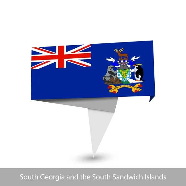 Sydgeorgien och South Sandwich Islands flagga. Pappersorigami — Stock vektor