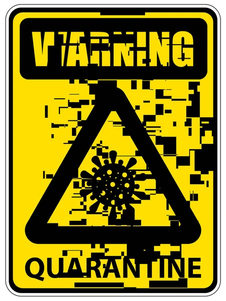 Προειδοποιητική Αφίσα Καραντίνας Covid Σπασμένο Εφέ Παραμόρφωσης Εικονοστοιχείων — Διανυσματικό Αρχείο