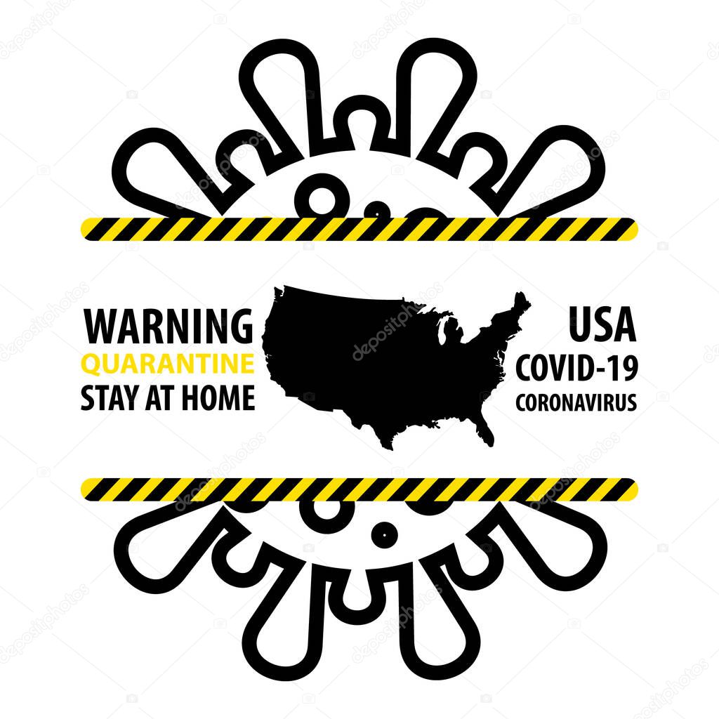 Stay At Home USA CoVid-19 Warning Sign. Vector illustration.