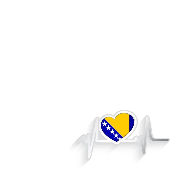 Bosnia Herzegovina Флага Формы Сердца Линии Сердцебиения Изолированы Белом Патриотическое — стоковый вектор