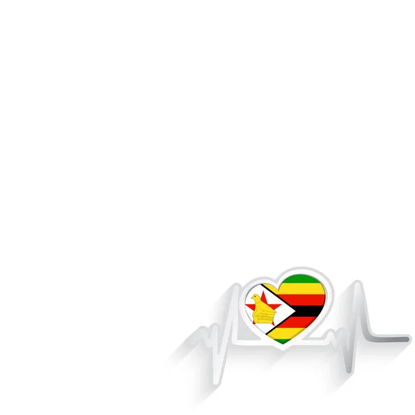 Прапор Зімбабве Має Форму Серця Серцебиття Ізольованого Білому Патріотичне Тло — стоковий вектор