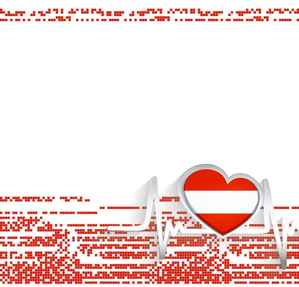 Oostenrijk Patriottische Achtergrond Oostenrijk Vlag Hartvormige Hartslag Lijn Vectorillustratie — Stockvector