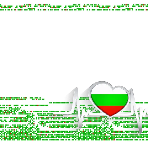 Bulgarie Contexte Patriotique Bulgarie Drapeau Forme Coeur Ligne Battement Coeur — Image vectorielle