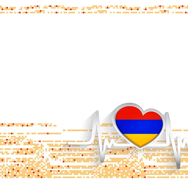 Вірменія Патріотичне Тло Прапор Вірменії Має Форму Серця Серцебиття Приклад — стоковий вектор