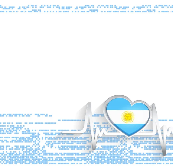 Патриотическое Прошлое Аргентины Аргентинский Флаг Форме Сердца Линии Сердцебиения Векторная — стоковый вектор