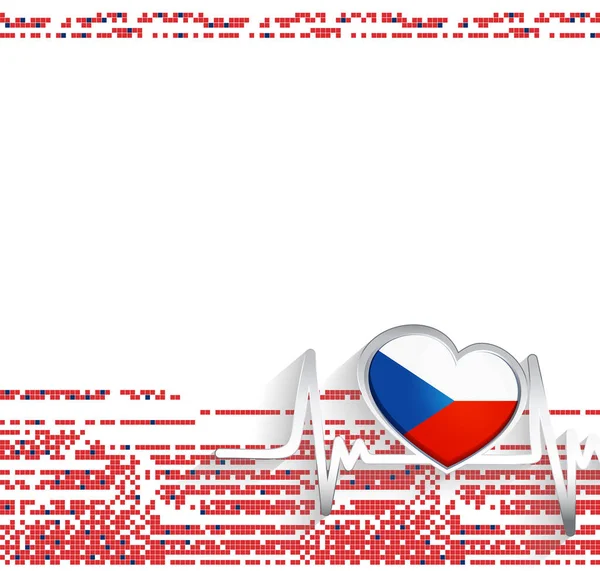 República Checa Antecedentes Patrióticos Bandera República Checa Forma Corazón Latido — Vector de stock