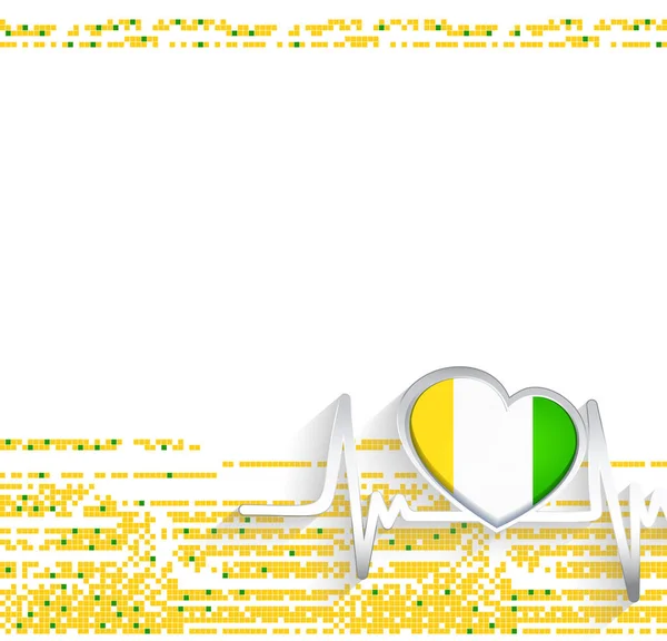 アイルランド愛国的背景 アイルランドの国旗ハート型とハートビートライン ベクターイラスト — ストックベクタ