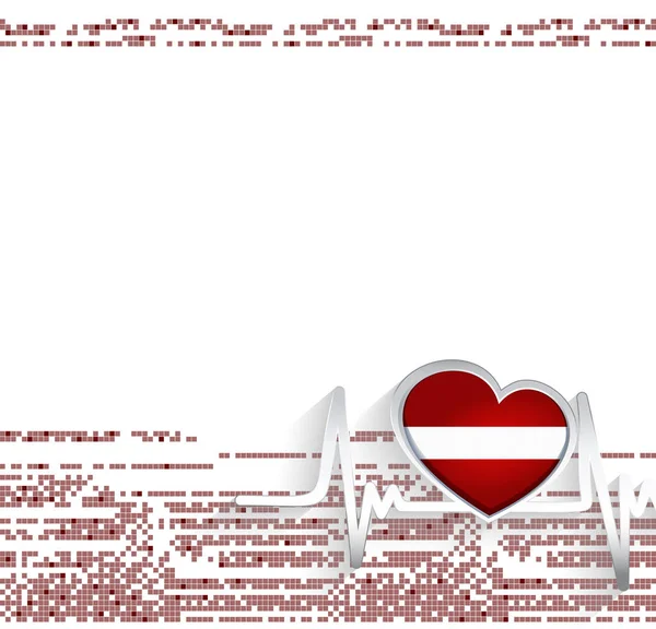 Latvia Patriotic Background Latvia Flag Heart Shaped Heartbeat Line Vector — Stock Vector