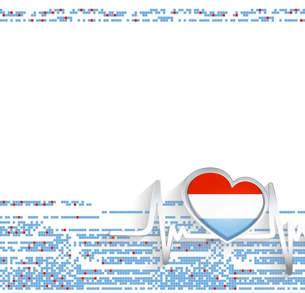 Luxemburgo Patriotic Background Bandeira Luxemburgo Forma Coração Linha Batimento Cardíaco — Vetor de Stock