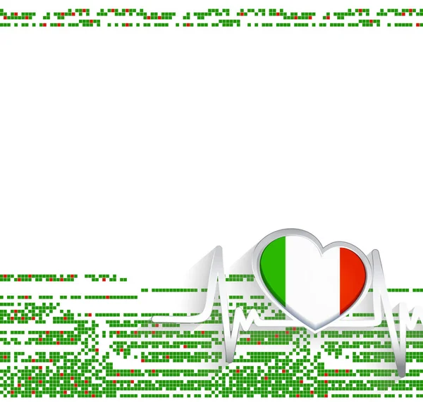 イタリア愛国的背景 ハート型とハート型のラインでイタリアの国旗 ベクターイラスト — ストックベクタ