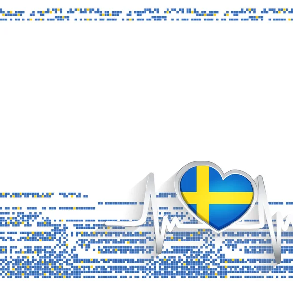 Suecia Antecedentes Patrióticos Bandera Suecia Forma Corazón Latido Del Corazón — Archivo Imágenes Vectoriales