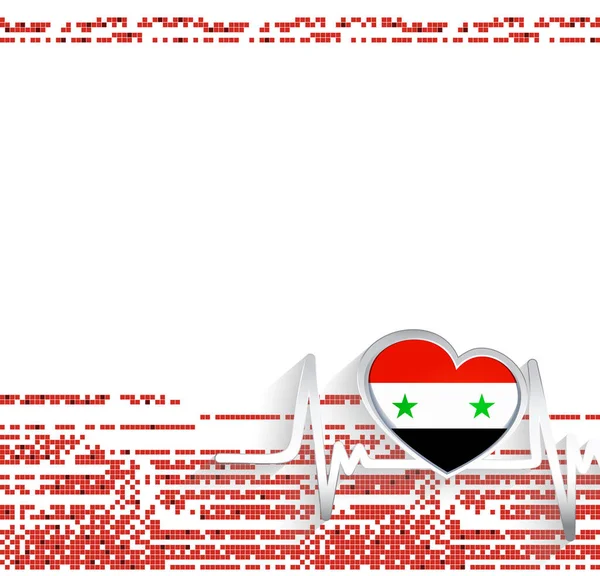 Patriotischer Hintergrund Syriens Syrische Flagge Herzform Und Herzschlaglinie Vektorillustration — Stockvektor