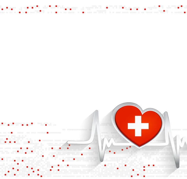 Патриотическое Прошлое Швейцарии Швейцария Флаг Форме Сердца Линии Сердцебиения Векторная — стоковый вектор