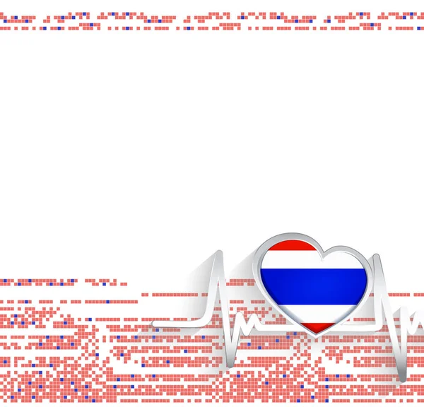 Tajlandia Tle Patriotyczne Tajlandia Flaga Kształcie Serca Tętno Linii Ilustracja — Wektor stockowy