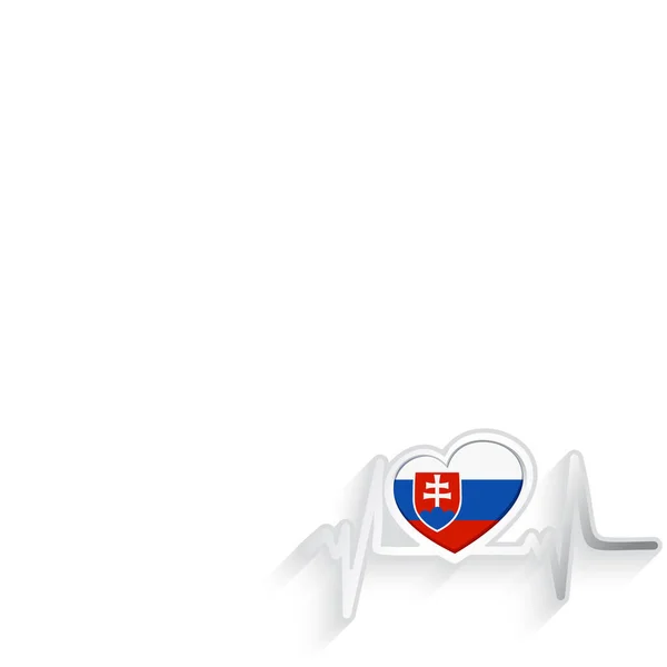 Bandera Eslovaquia Forma Corazón Línea Latidos Aislados Blanco Eslovaquia Antecedentes — Archivo Imágenes Vectoriales