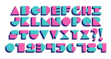 Geometrik Retro yazı tipi izole. 90s 80s stili