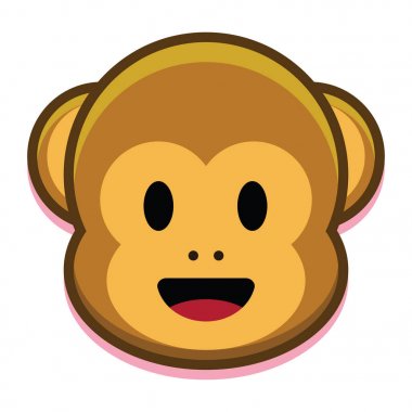 Beyaz arka plan üzerinde izole karikatür sevimli maymun surat