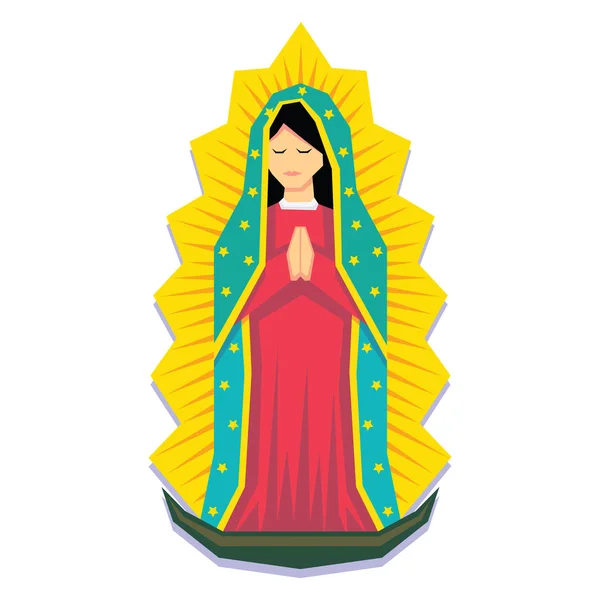 Virgen de Guadalupe aislada sobre fondo blanco — Vector de stock