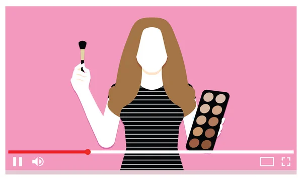 Make-up artiest op internetvideo — Stockvector