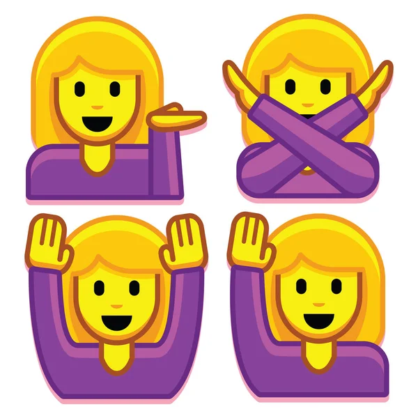 Emoji chica conjunto aislado en fondo blanco — Vector de stock