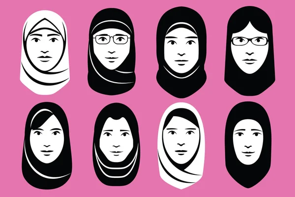 Uppsättning av olika Mellanöstern kvinnor — Stock vektor