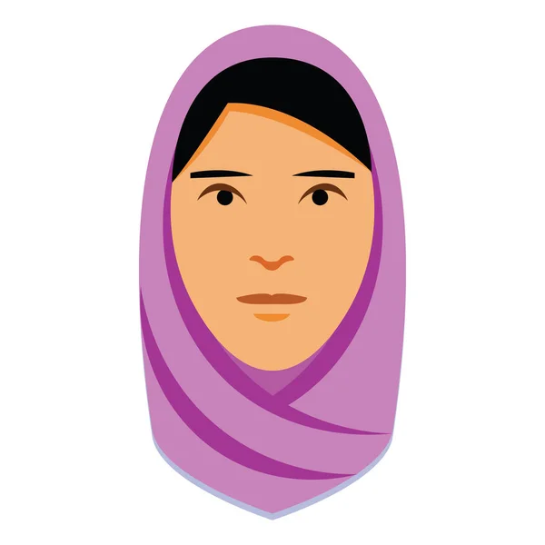 Minimalist Middle Eastern Woman Face Isolated — Stock Vector