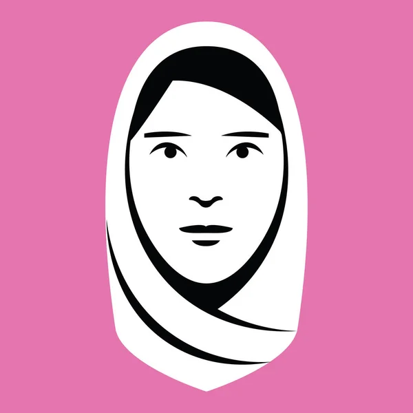 Minimalist Middle Eastern Woman Face Isolated — Stock Vector