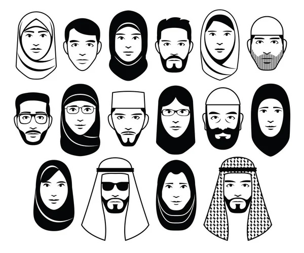 Uppsättning av olika Mellanöstern människor — Stock vektor