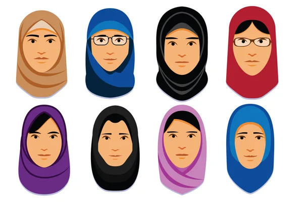 Set Of Different Middle Eastern Women — Stock Vector